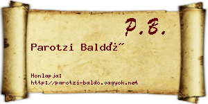 Parotzi Baldó névjegykártya